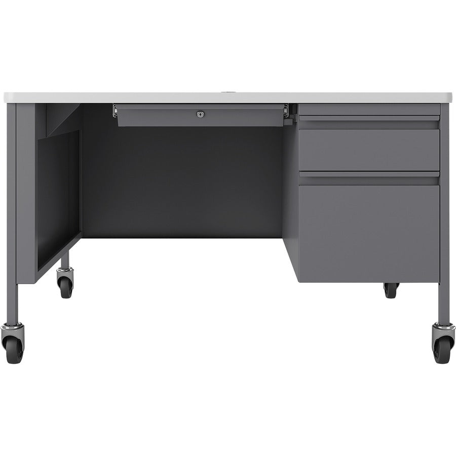Lorell Fortress Series 48" Mobile Right-Pedestal Teachers Desk - 66944