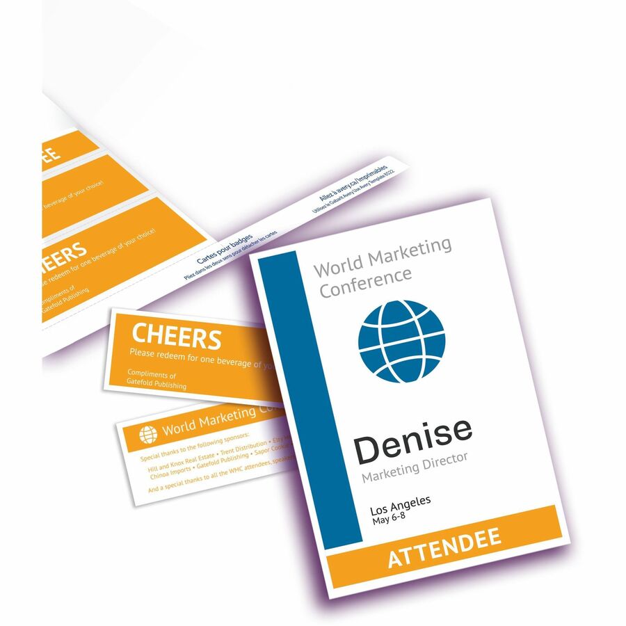 Avery® Vertical Name Badge and Ticket Insertsfor Laser and Inkjet Printers, 6" x 4-1/4" - 8522