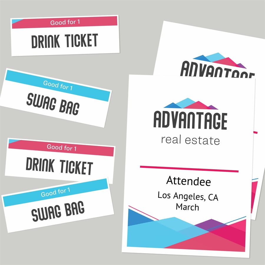 Avery® Vertical Name Badge and Ticket Insertsfor Laser and Inkjet Printers, 6" x 4-1/4" - 8522