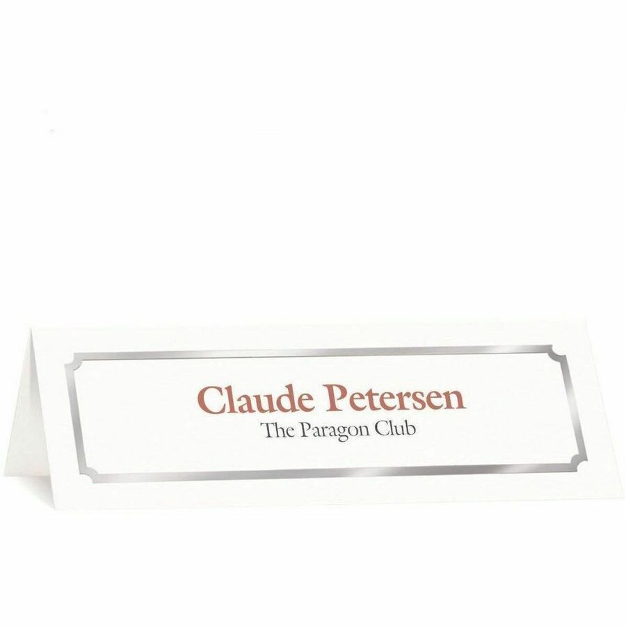 St. James® Overtures® Classic Tent Cards, White, Silver Foil, Fold to 8½ x 2¾" , Pack of 50, 71440 - 71440