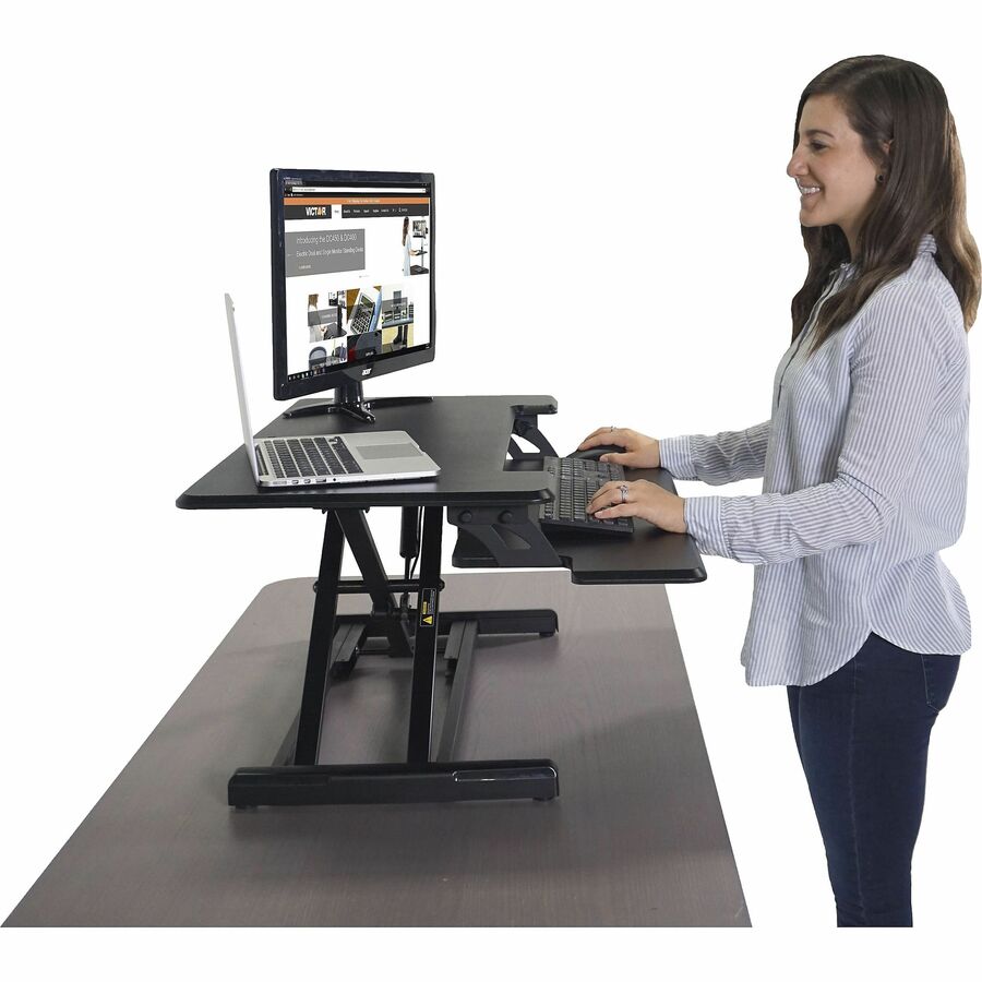 Victor High Rise Height Adjustable Compact Standing Desk with Keyboard Tray - DCX610