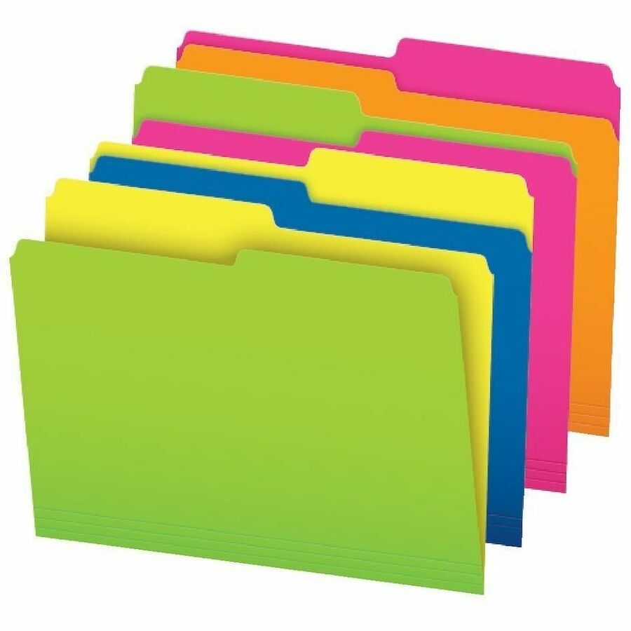 Pendaflex Twisted Glow 1/2 Tab Cut Letter Recycled Top Tab File Folder - 67100