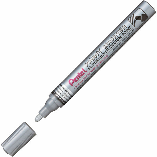 Pentel Paint Marker, Medium Point, Bullet Tip, Silver Ink