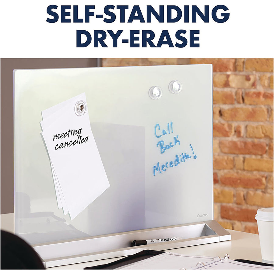 Quartet Glass Desktop Dry-Erase Panel, Frameless, 23" x 17" - 3413826909