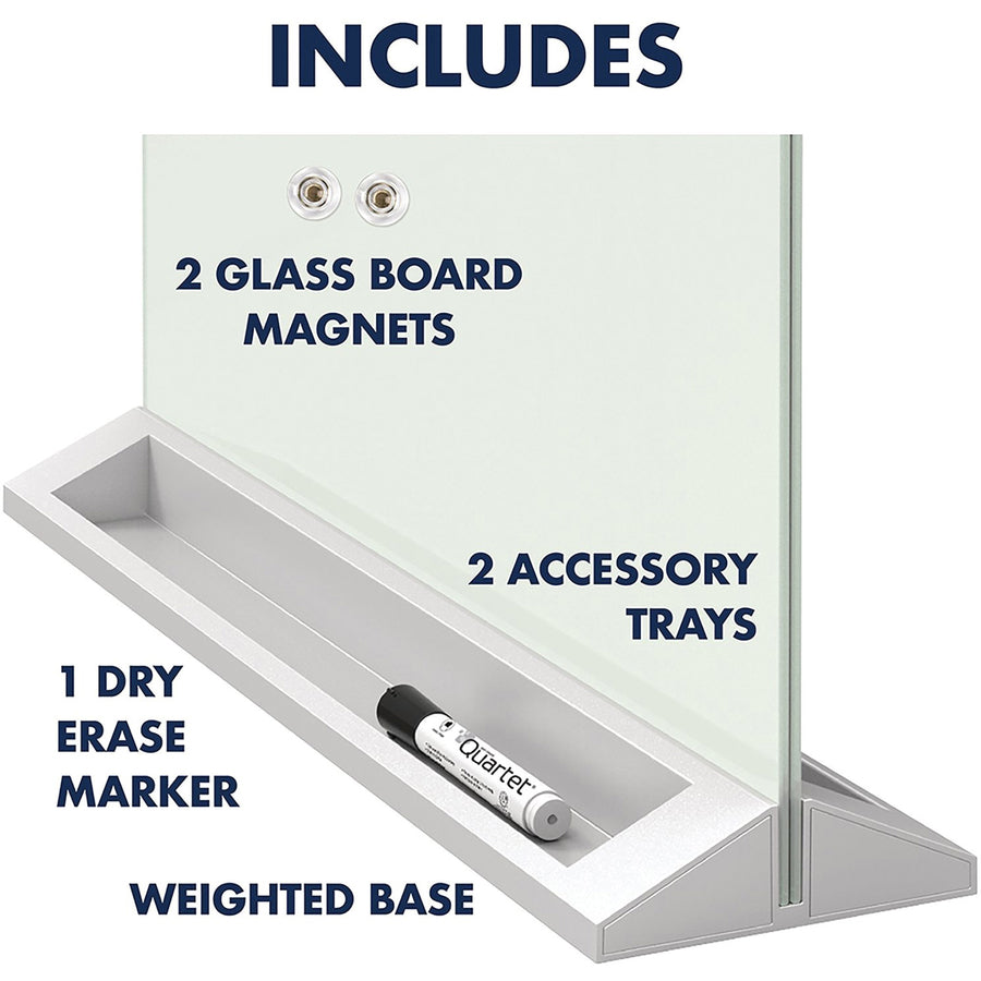Quartet Glass Desktop Dry-Erase Panel, Frameless, 23" x 17" - 3413826909