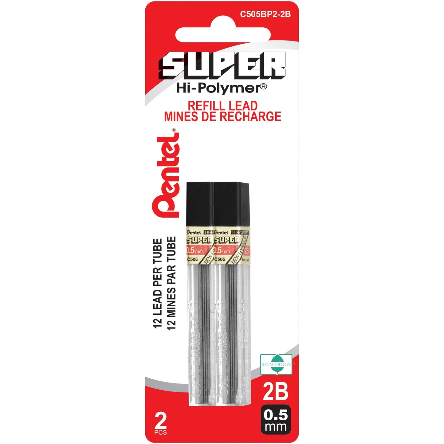 Pentel Super Hi-Polymer Pencil Leads 2B 0.5 mm