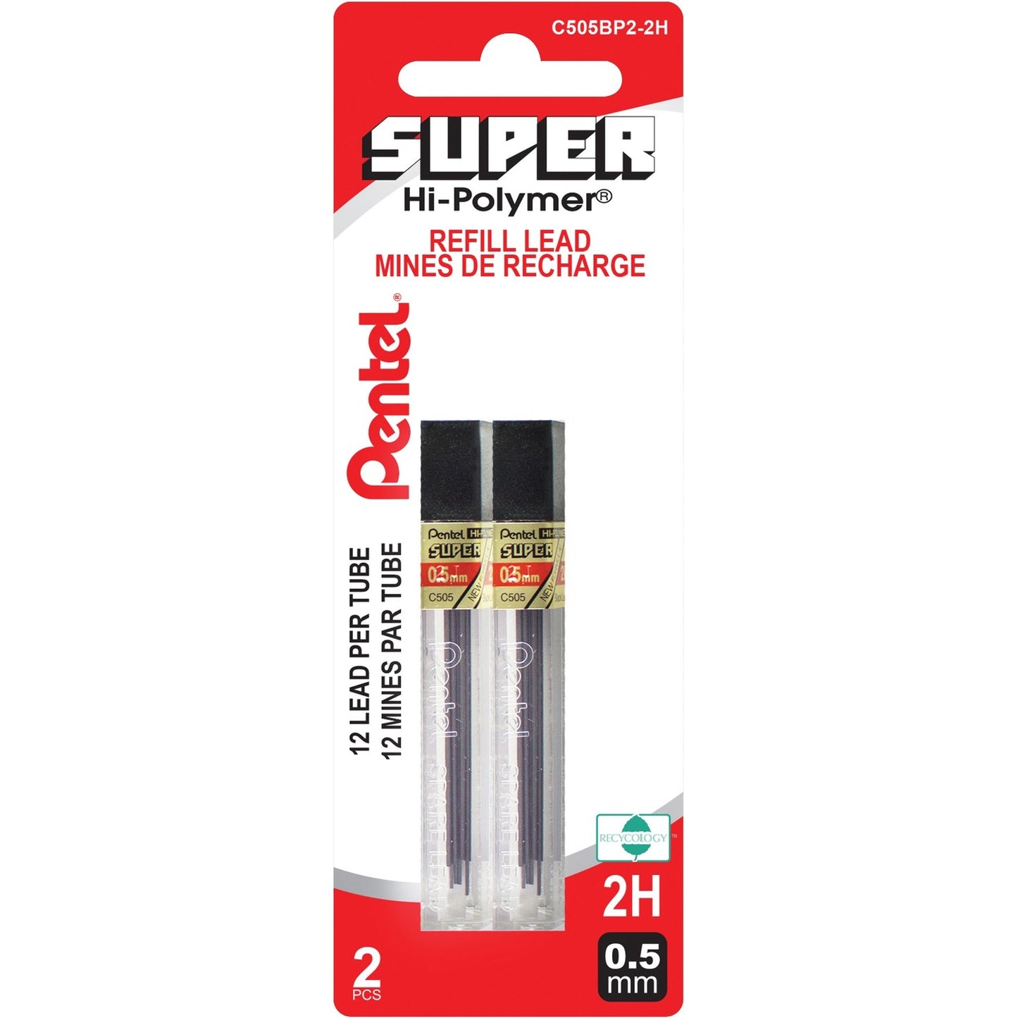 Pentel Super Hi-Polymer Pencil Leads 2H 0.5 mm
