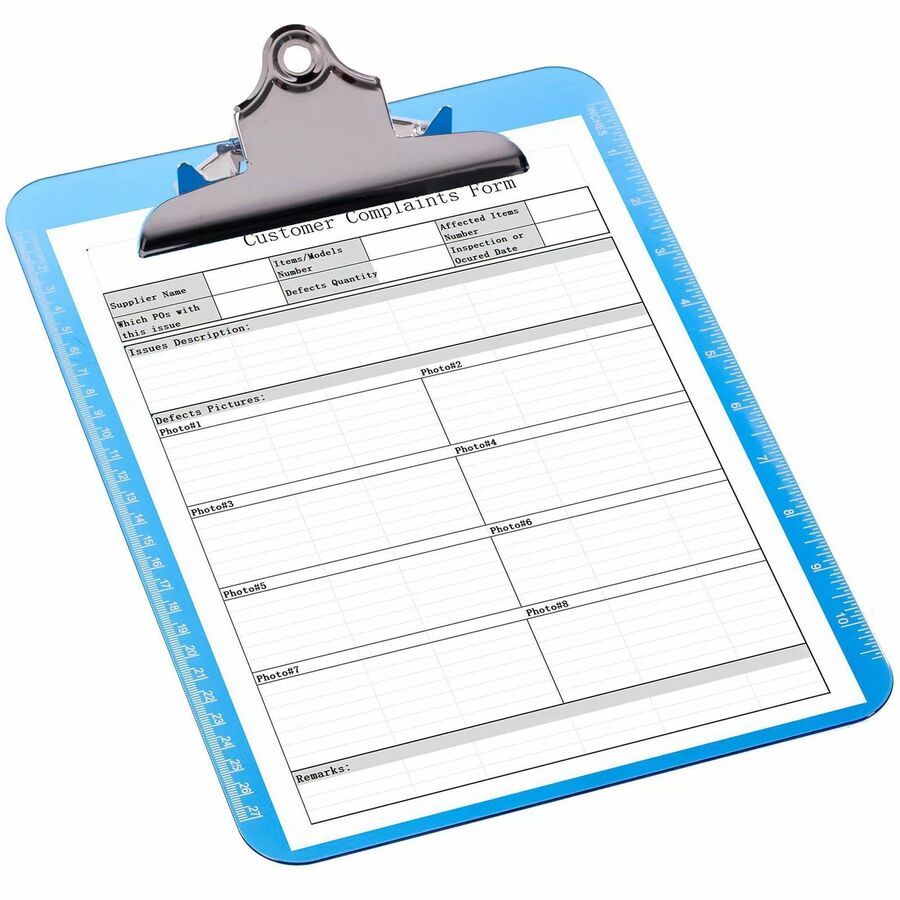 Business Source Spring Clip Plastic Clipboard - 01863