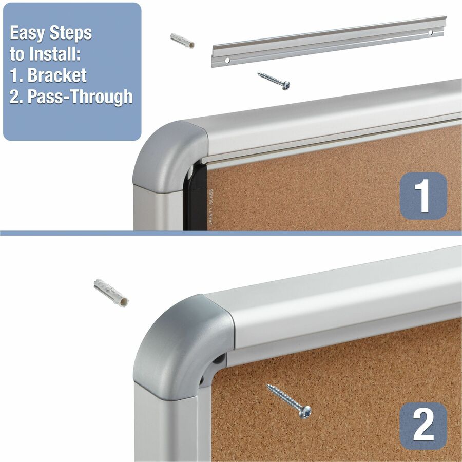 Quartet Euro Enclosed Cork Bulletin Board for Indoor Use, 1 Swing Door, 21" x 27" - 3413820220