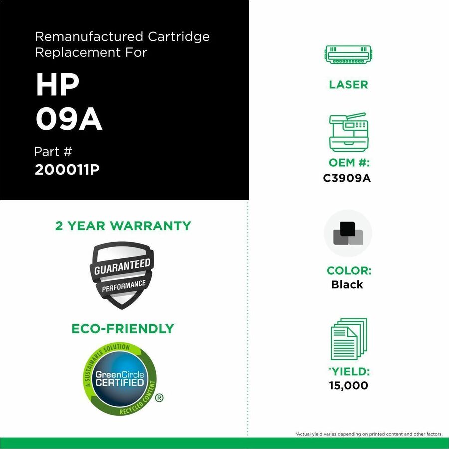CIG Remanufactured Laser Toner Cartridge 09A (HP C3909A, IBM 75P5903) - Black - 1 Each - 200011P