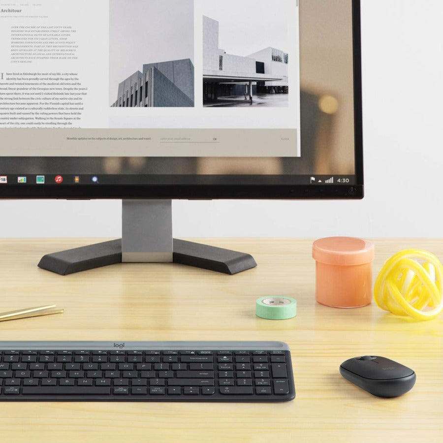 Logitech MK470 Slim Wireless Keyboard and Mouse Combo - Modern Compact Layout, Ultra Quiet - Graphite - 920-009437