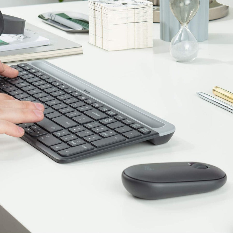 Logitech MK470 Slim Wireless Keyboard and Mouse Combo - Modern Compact Layout, Ultra Quiet - Graphite - 920-009437