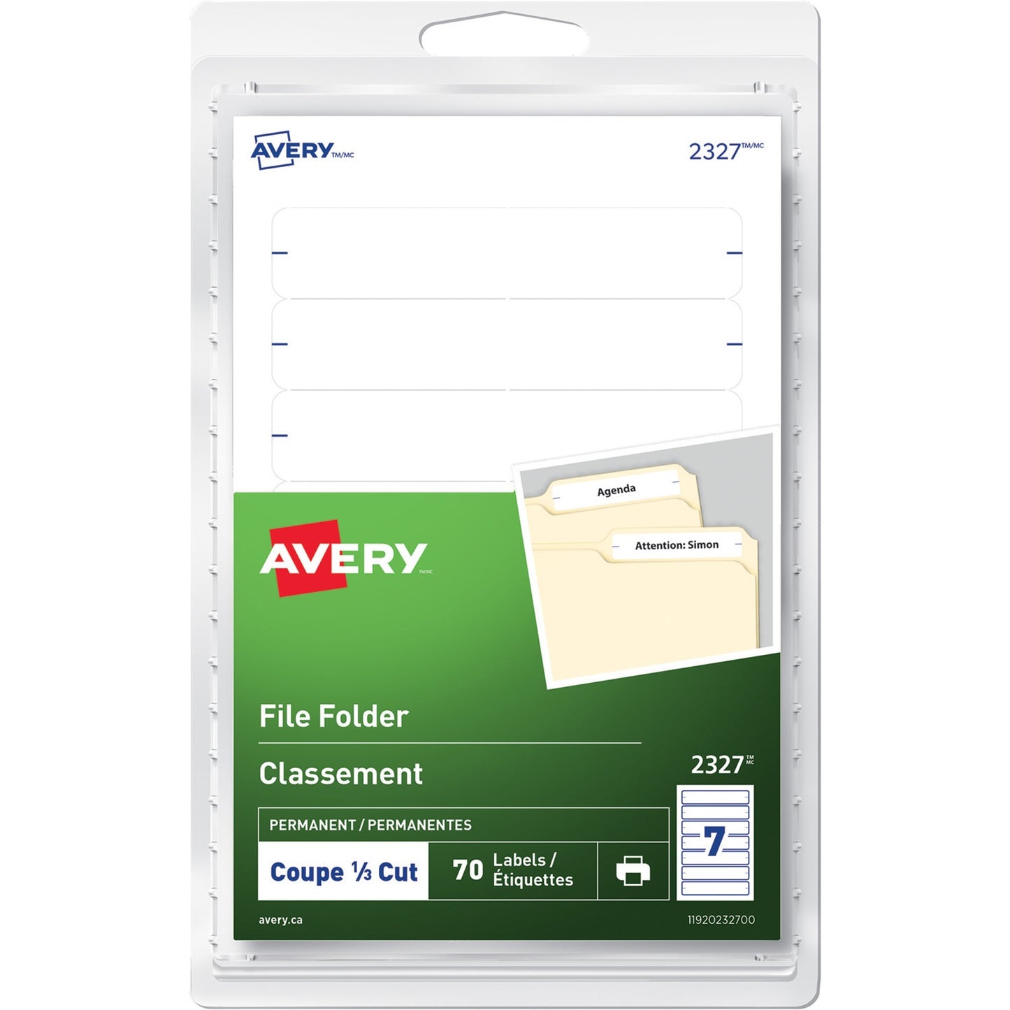 Avery® File Folder Labels for Laser and Inkjet Printers, 3-1/2" x 1/3" , White