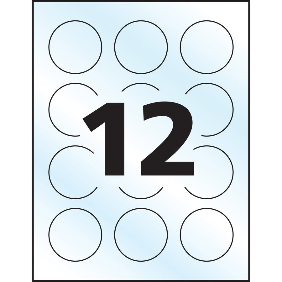 Avery® Glossy Clear Round Labels 2" Diameter, Permanent Adhesive, for Laser and Inkjet Printers - 22815