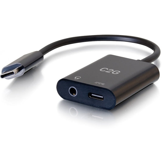 C2G USB C Multiport Adapter - USB C to Aux + USB C to C - Power Delivery up to 100W
