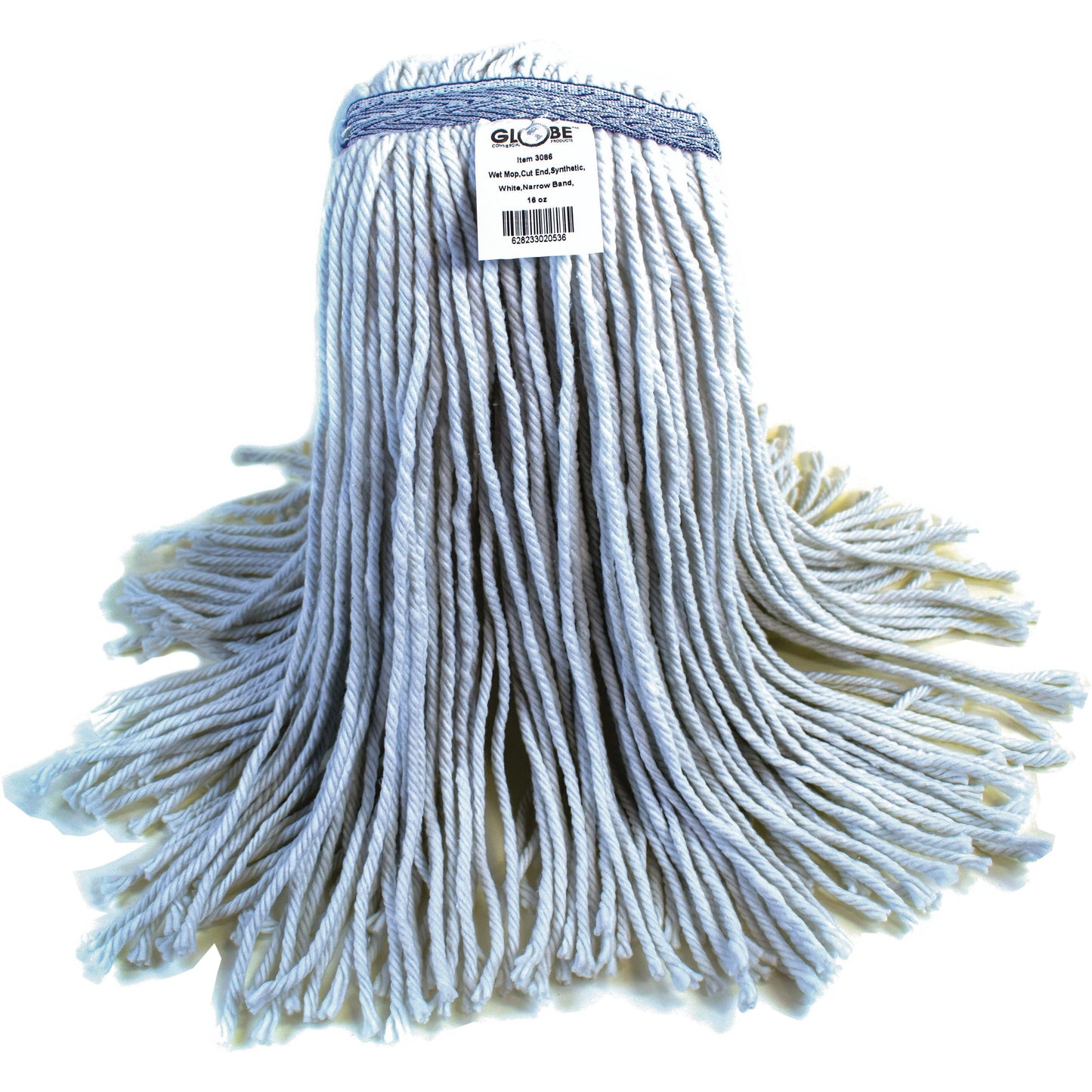 Globe Synthetic Wet mop Narrow Band 24oz Cut End White
