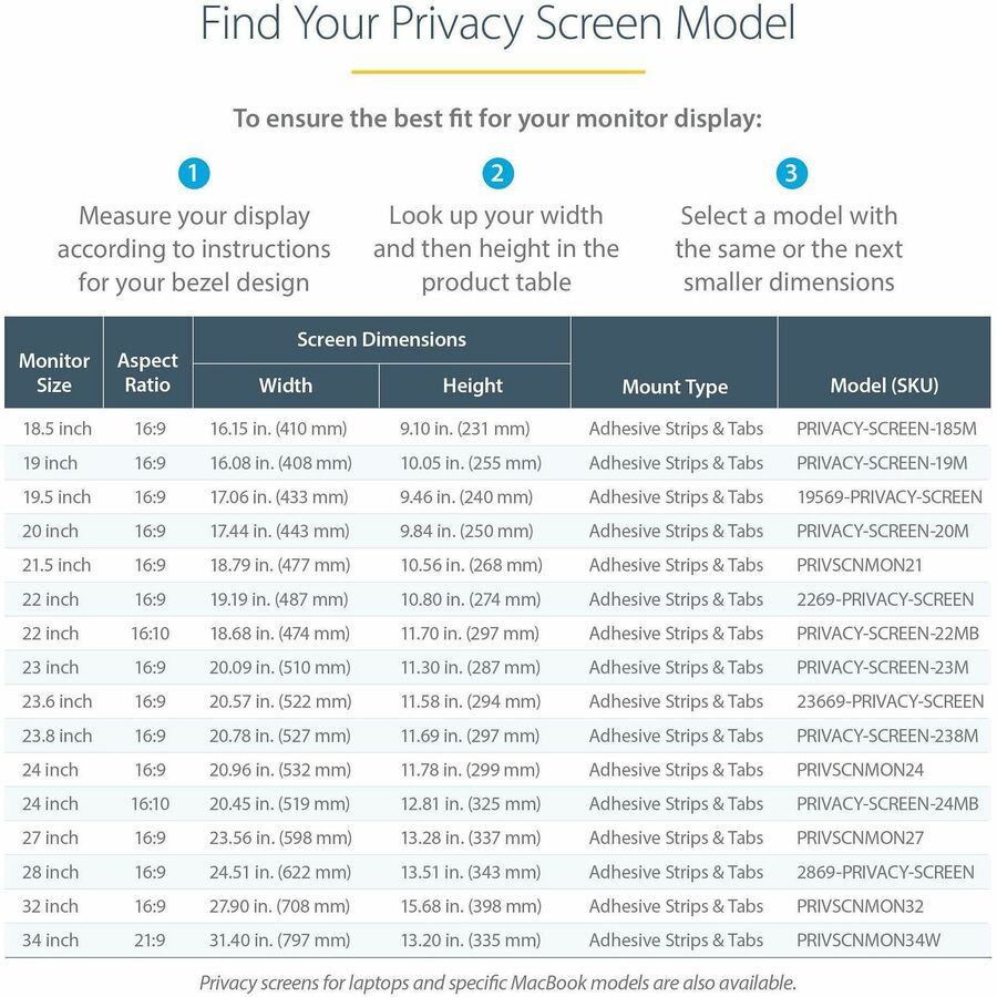 StarTech.com Monitor Privacy Screen for 24" Display - Widescreen Computer Monitor Security Filter - Blue Light Reducing Screen Protector - PRIVSCNMON24