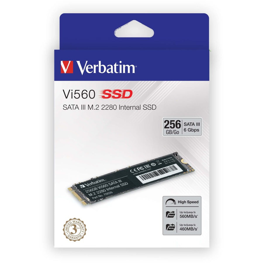 Verbatim Vi560 256 GB Solid State Drive - M.2 2280 Internal - SATA (SATA/600) - 70026