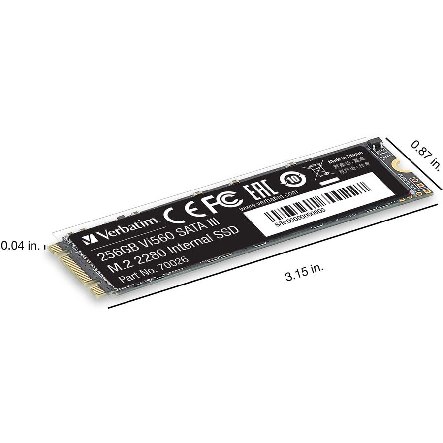 Verbatim Vi560 256 GB Solid State Drive - M.2 2280 Internal - SATA (SATA/600) - 70026