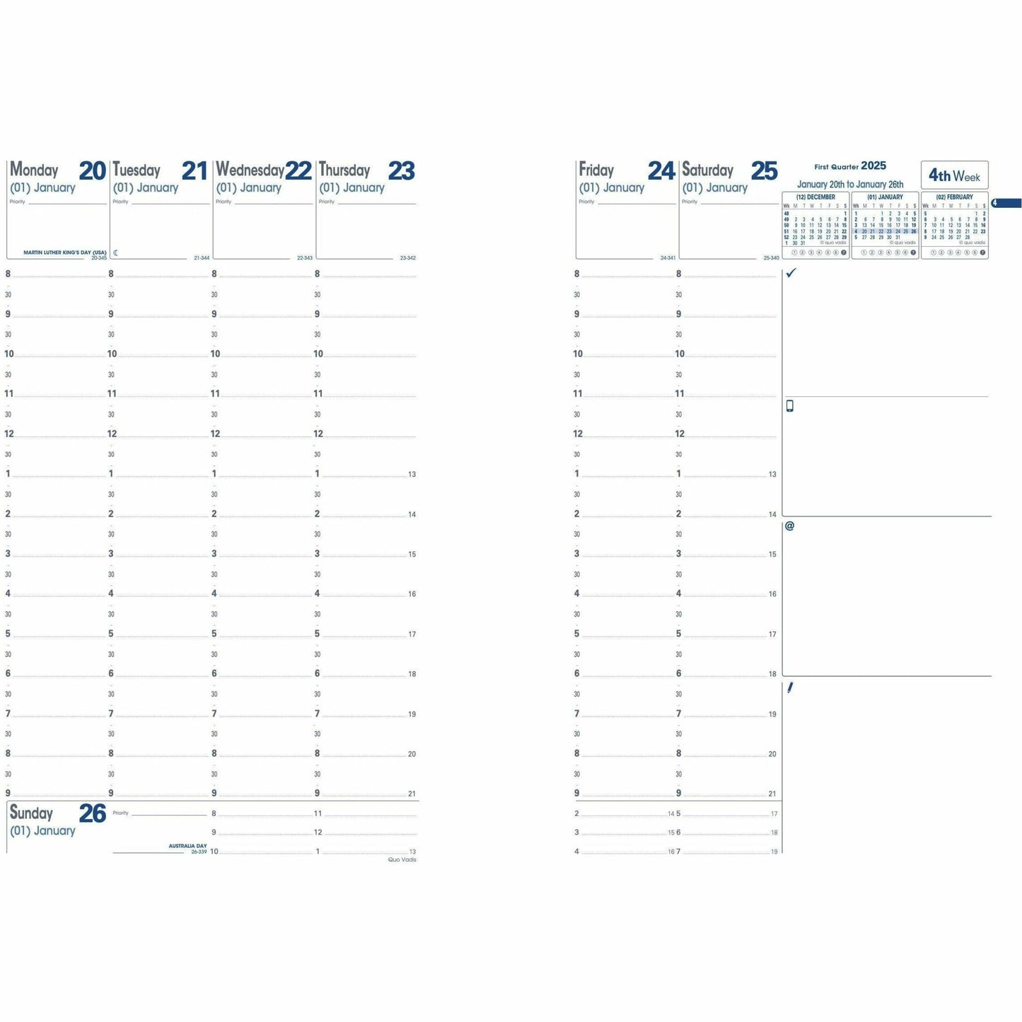 Quo Vadis Minister Weekly Planner Refill, 9-1/2" x 6-1/4" , English