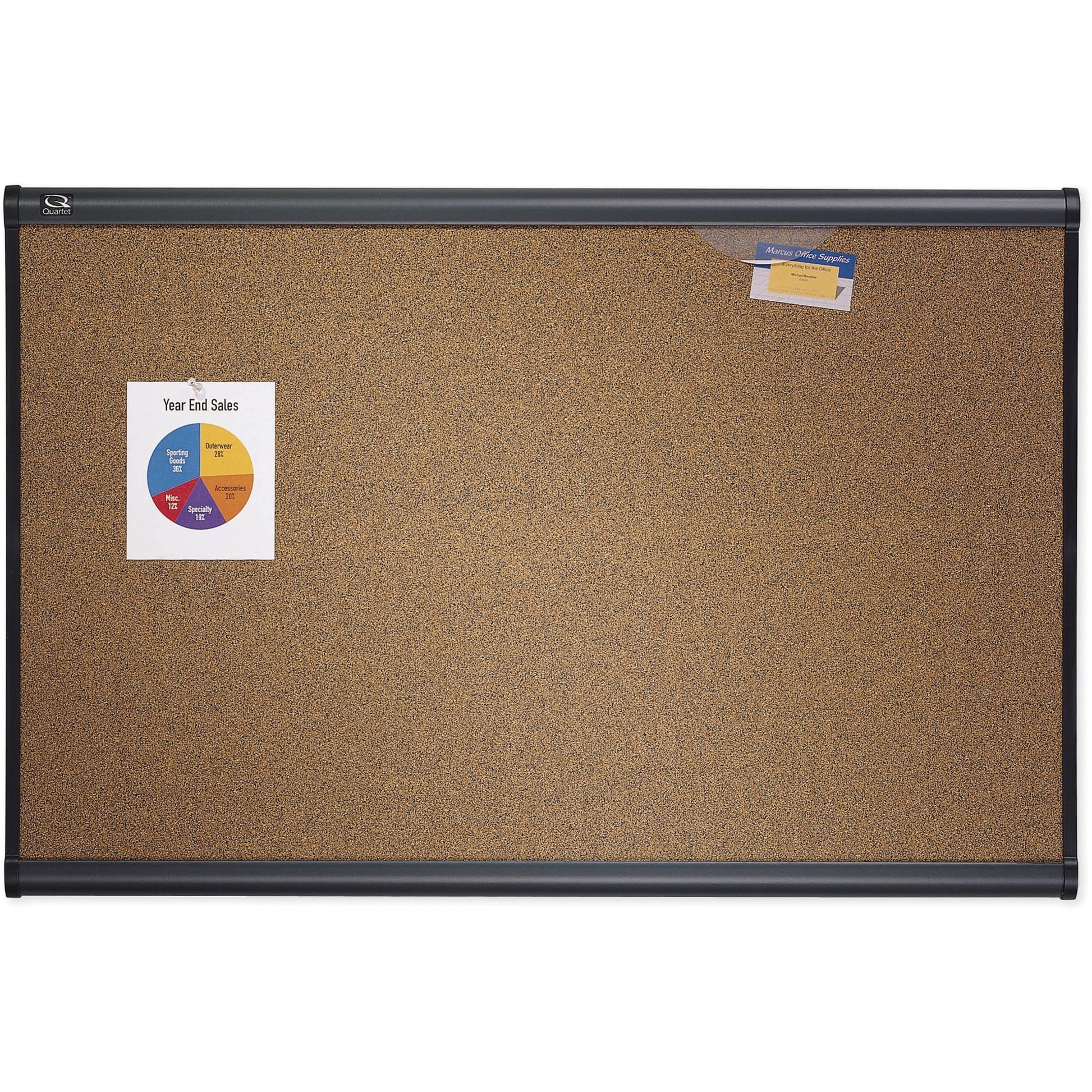 Quartet Prestige Coloured Cork Bulletin Board, Graphite Finish Frame, 3' x 2'