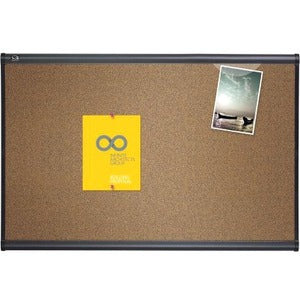 Quartet Prestige Coloured Cork Bulletin Board, Graphite Finish Frame, 4' x 3'
