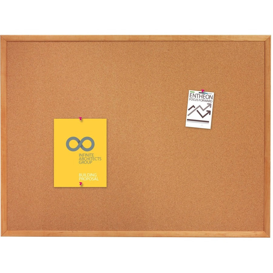 Quartet Standard Cork Bulletin Board, Oak Finish Frame, 2' x 1.5' - 3413830100
