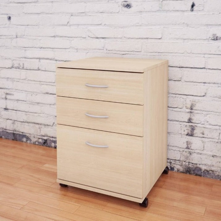 Nexera Essentials Mobile Filing Cabinet, 3-Drawer, Natural Maple - 5092