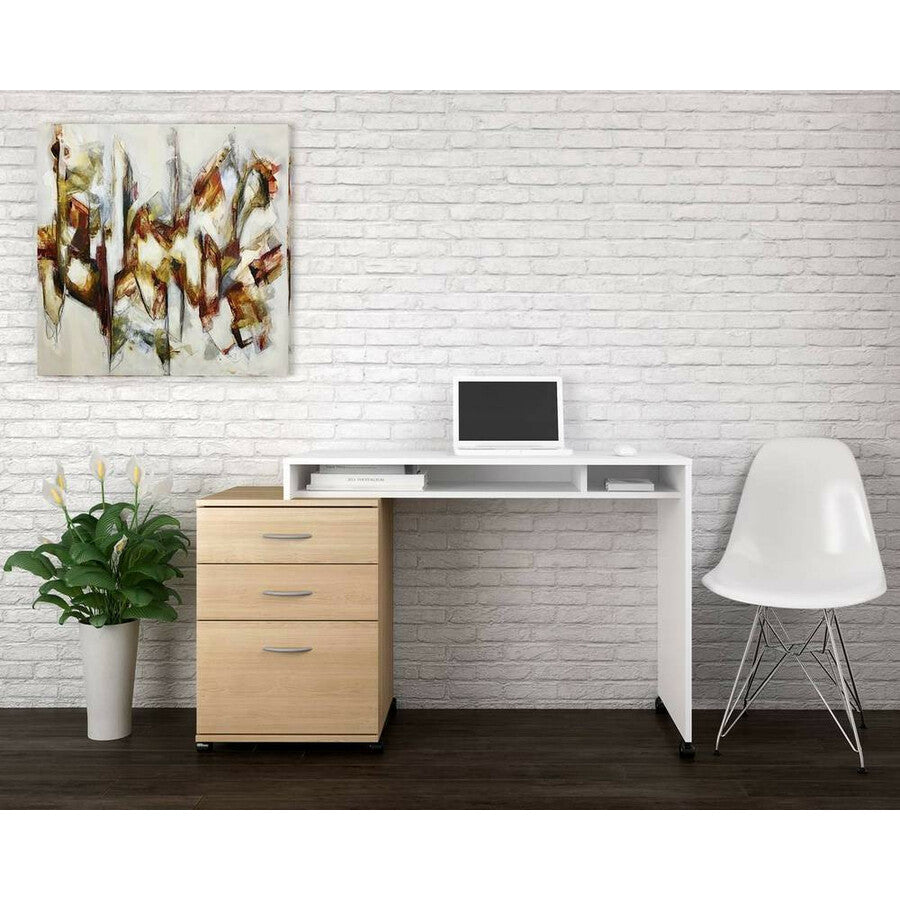 Nexera Essentials Mobile Filing Cabinet, 3-Drawer, Natural Maple - 5092