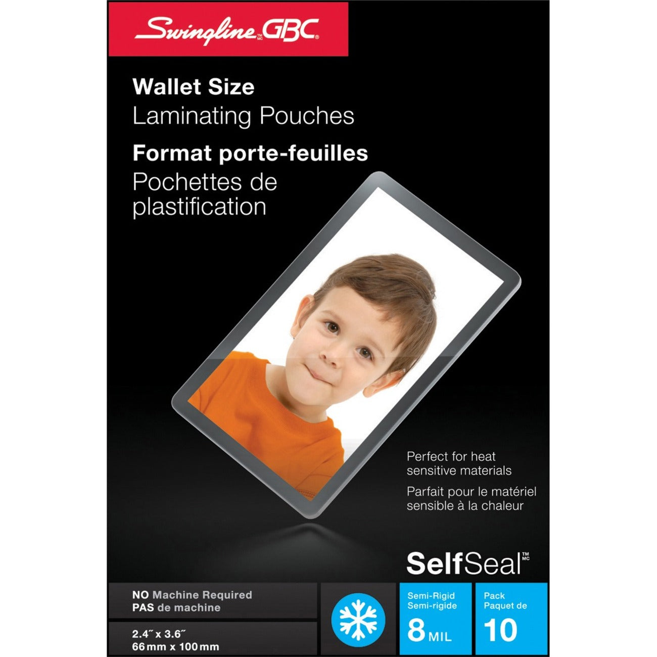 Swingline GBC SelfSeal Self Adhesive Wallet Size Laminating Pouches 2-3/8" x 3-7/8"