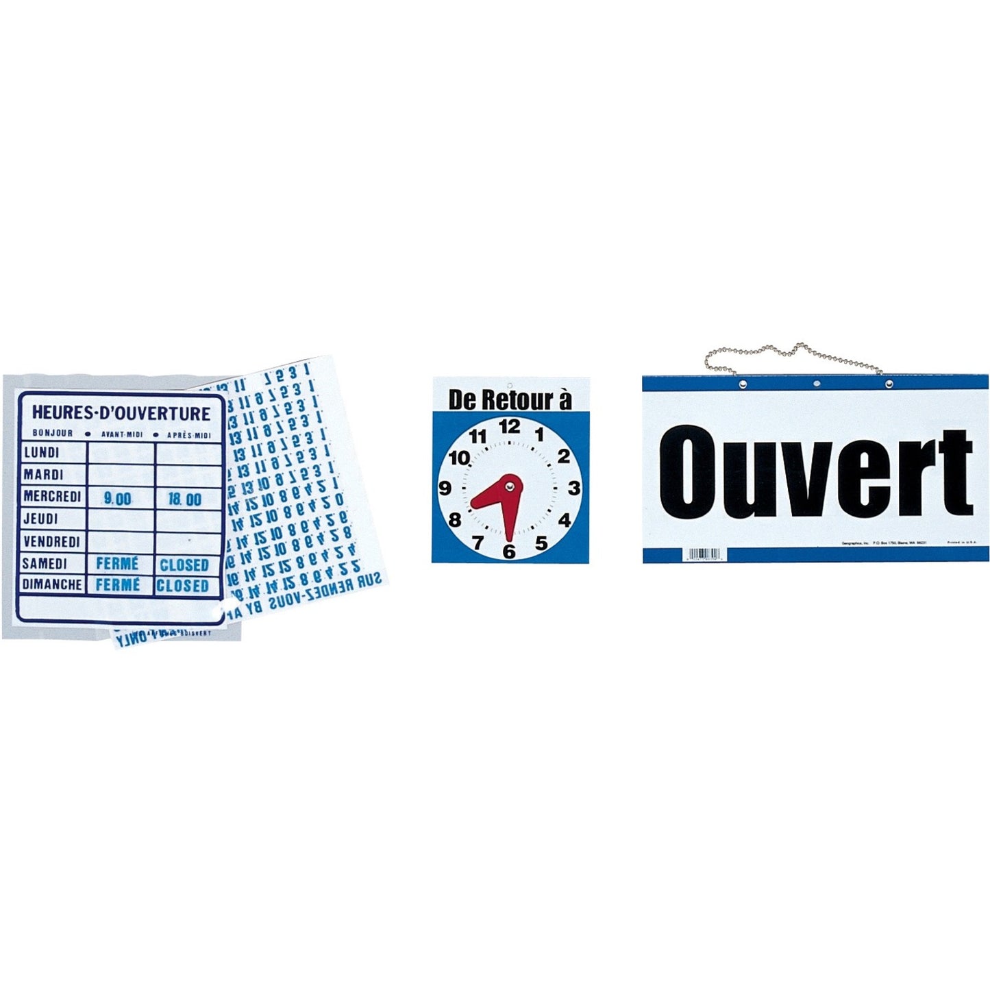 Reversible Sign Clock - French