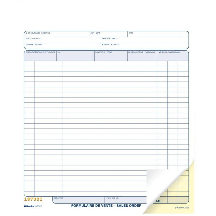 Blueline Sales Orders Book - DCB156