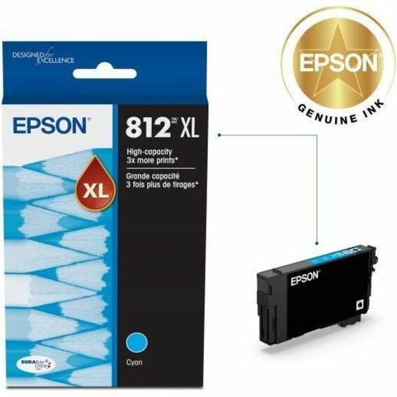 Epson DURABrite Ultra T812 Original High Yield Inkjet Ink Cartridge - Cyan - 1 Each - T812XL220-S
