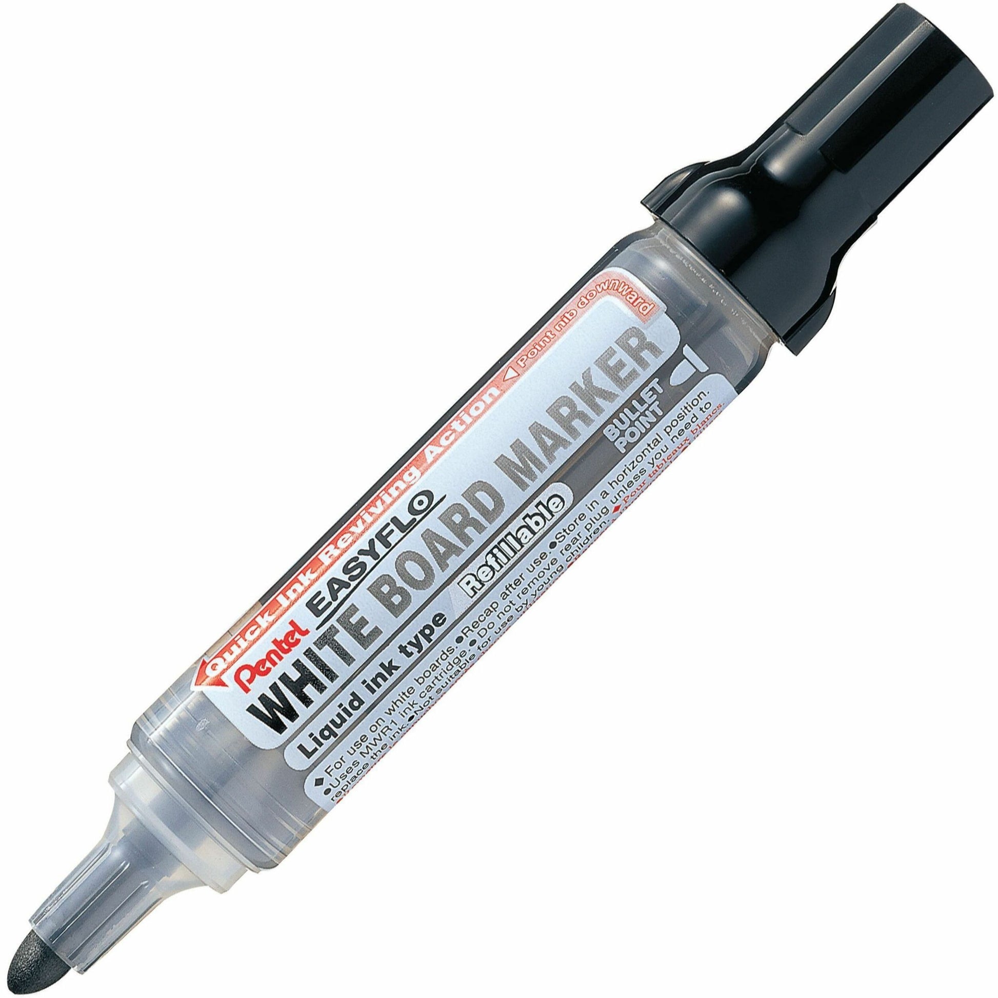 Easyflo White Board Marker, Bullet Tip (6.0mm) Black Ink