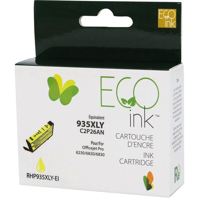 Eco Ink Ink Cartridge - Remanufactured for Hewlett Packard C2P26AN / 935XL - Yellow