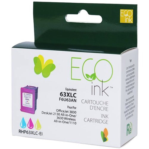 Eco Ink Ink Cartridge - Remanufactured for Hewlett Packard F6U63AN / 63XL - Color