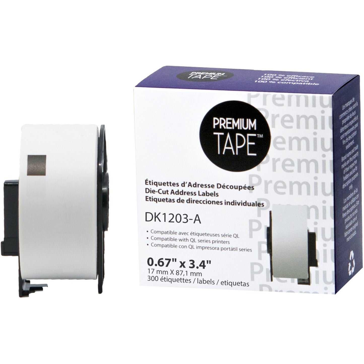 Premium Tape Die-Cut File Folder Labels - Alternative for Brother DK-1203