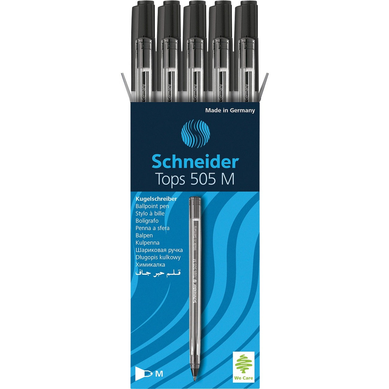 Schneider Tops 505 Ball Point Stick Pens Medium Black 10/Box