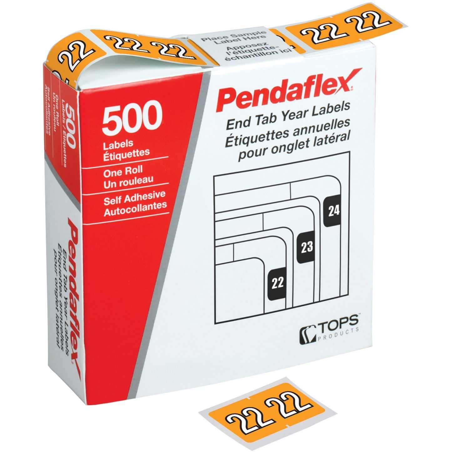 Pendaflex End Tab Year Labels - 2022 - Light Orange - 500/Pack
