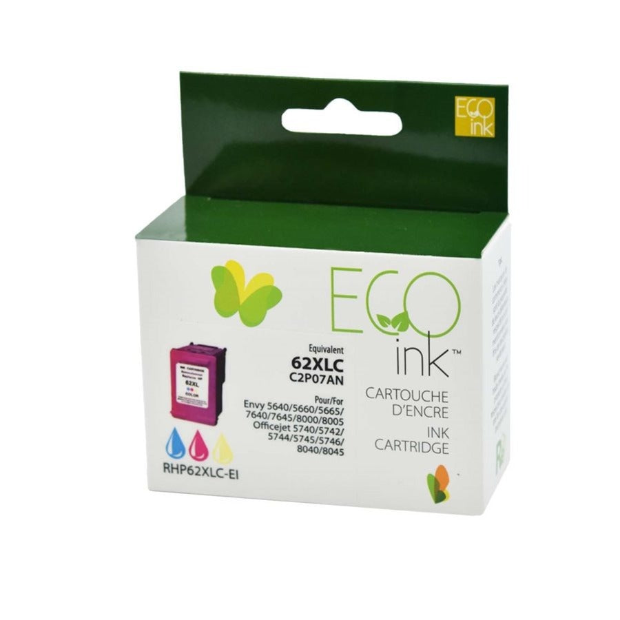 Eco Ink Ink Cartridge - Remanufactured for Hewlett Packard C2P07AN / 62XL - Color