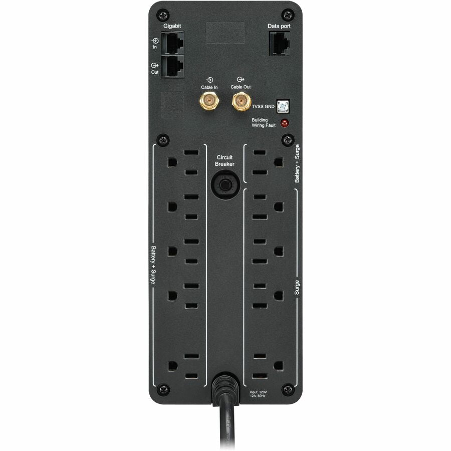 APC Back-UPS Pro, 1500VA/900W, Tower, 120V, 10x NEMA 5-15R outlets, AVR, USB Type A + C ports, LCD, User Replaceable Battery - BR1500MS2