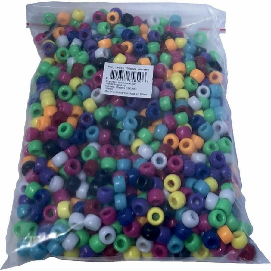 DBLG Import Pony Beads - 6x9mm Assorted Colours - 35800