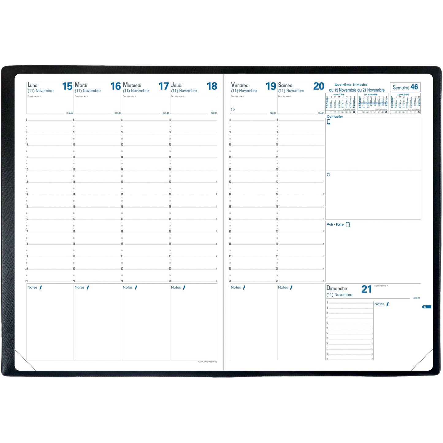 Quo Vadis Prenote Weekly Planner Refill, 11-3/4" x 8-1/4" , French