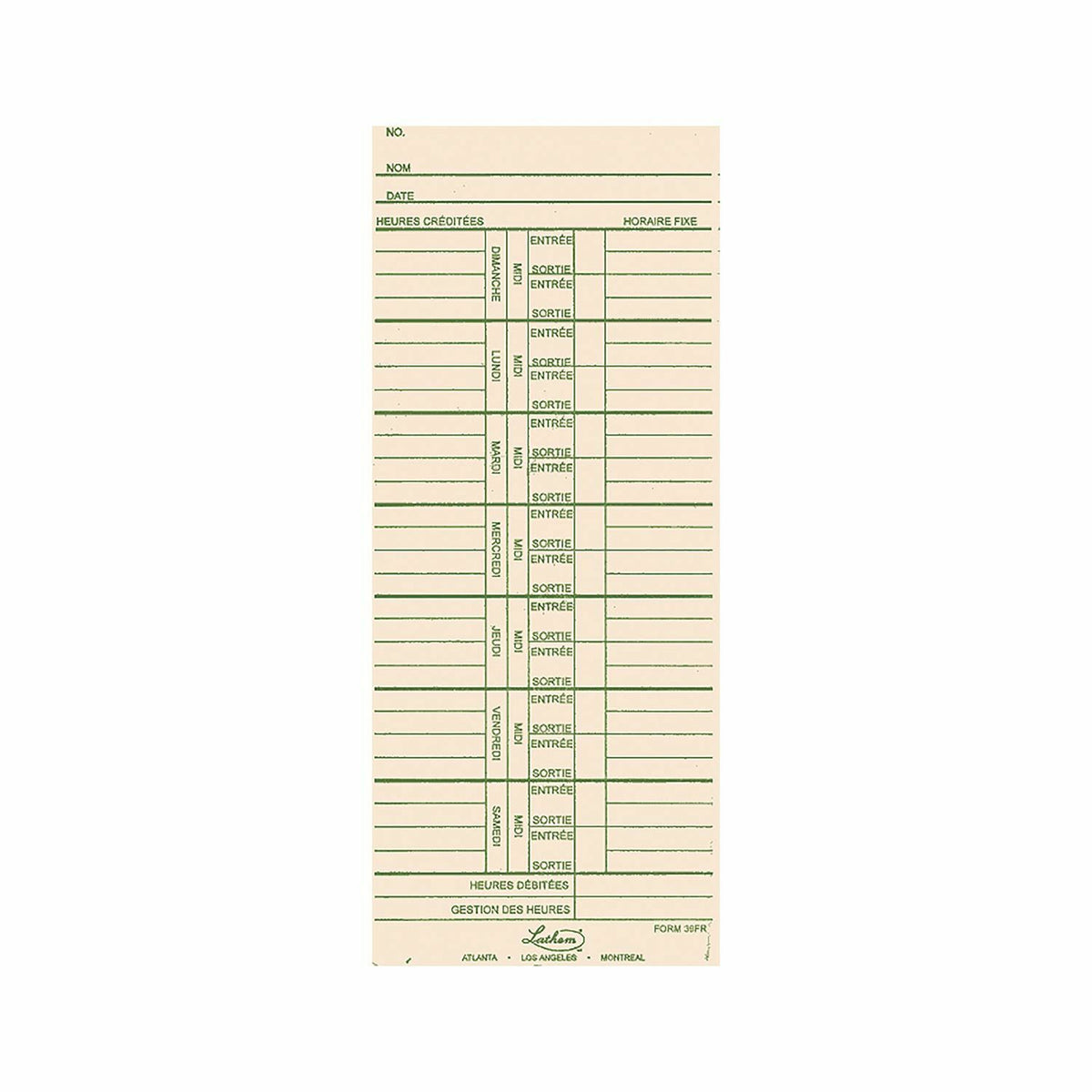 Time Card - French