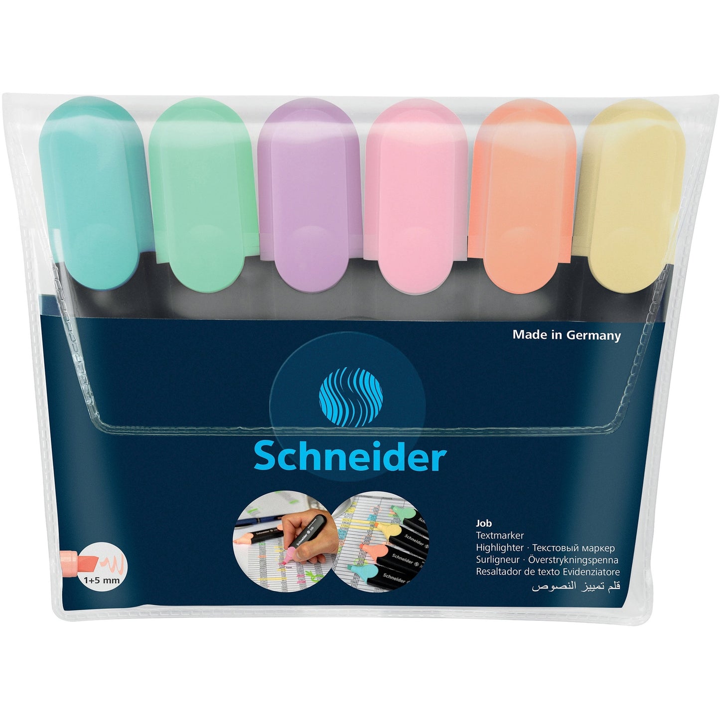 Schneider Job Pastel Highlighters Chisel Tip Assorted Colours 6/pkg