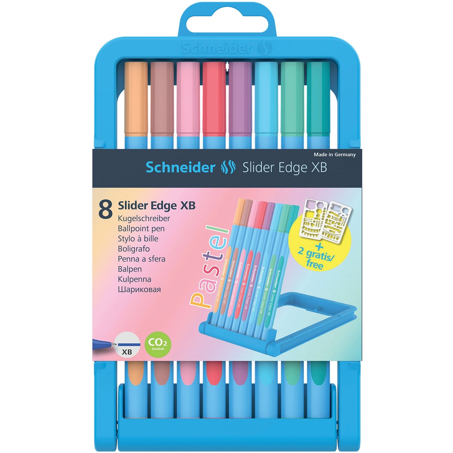 Slider Edge Pastel Ball Point Pens Assorted Colours 8/pkg