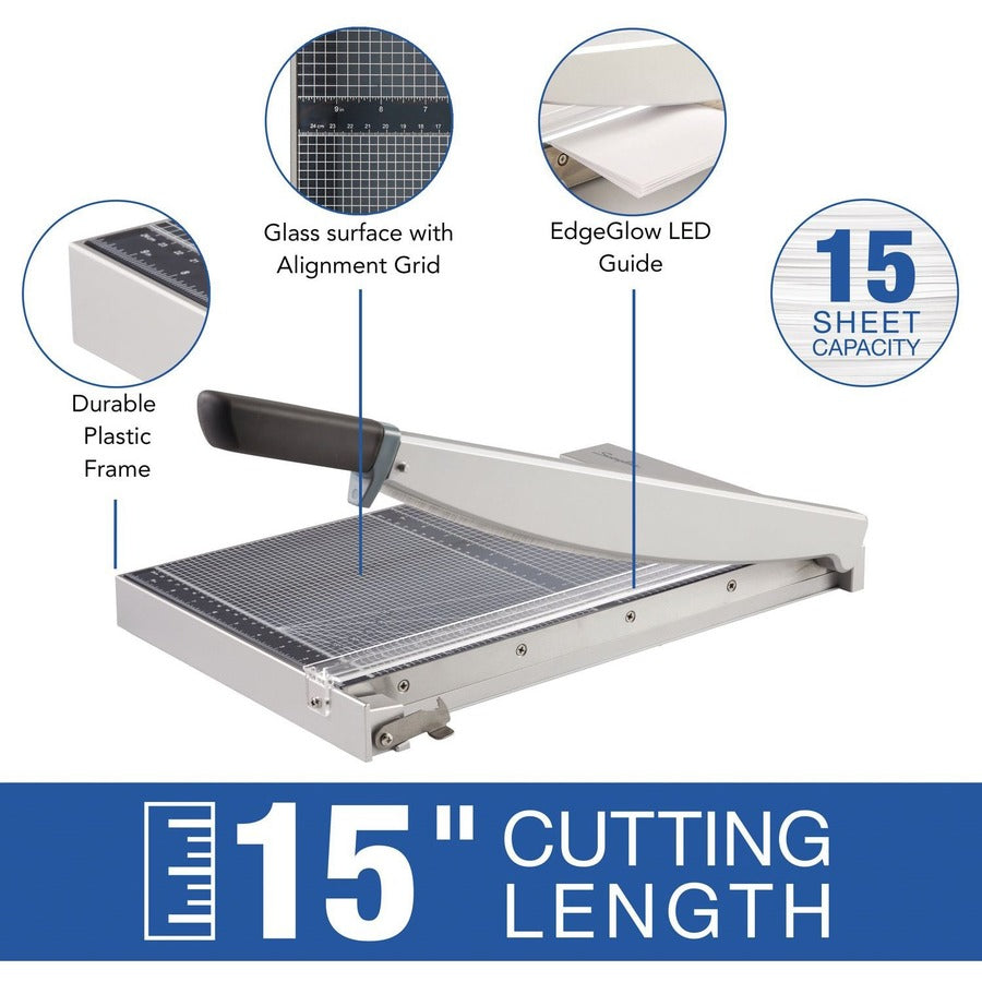 Swingline ClassicCut 1515G Guillotine Trimmer with EdgeGlow, Glass, 15" , 15 Sheets - G7010004