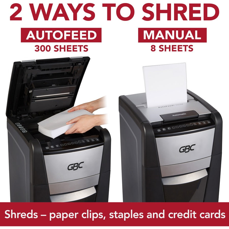 GBC AutoFeed+ Office Shredder, 300M, Micro-Cut, 300 Sheets - WSM1757609