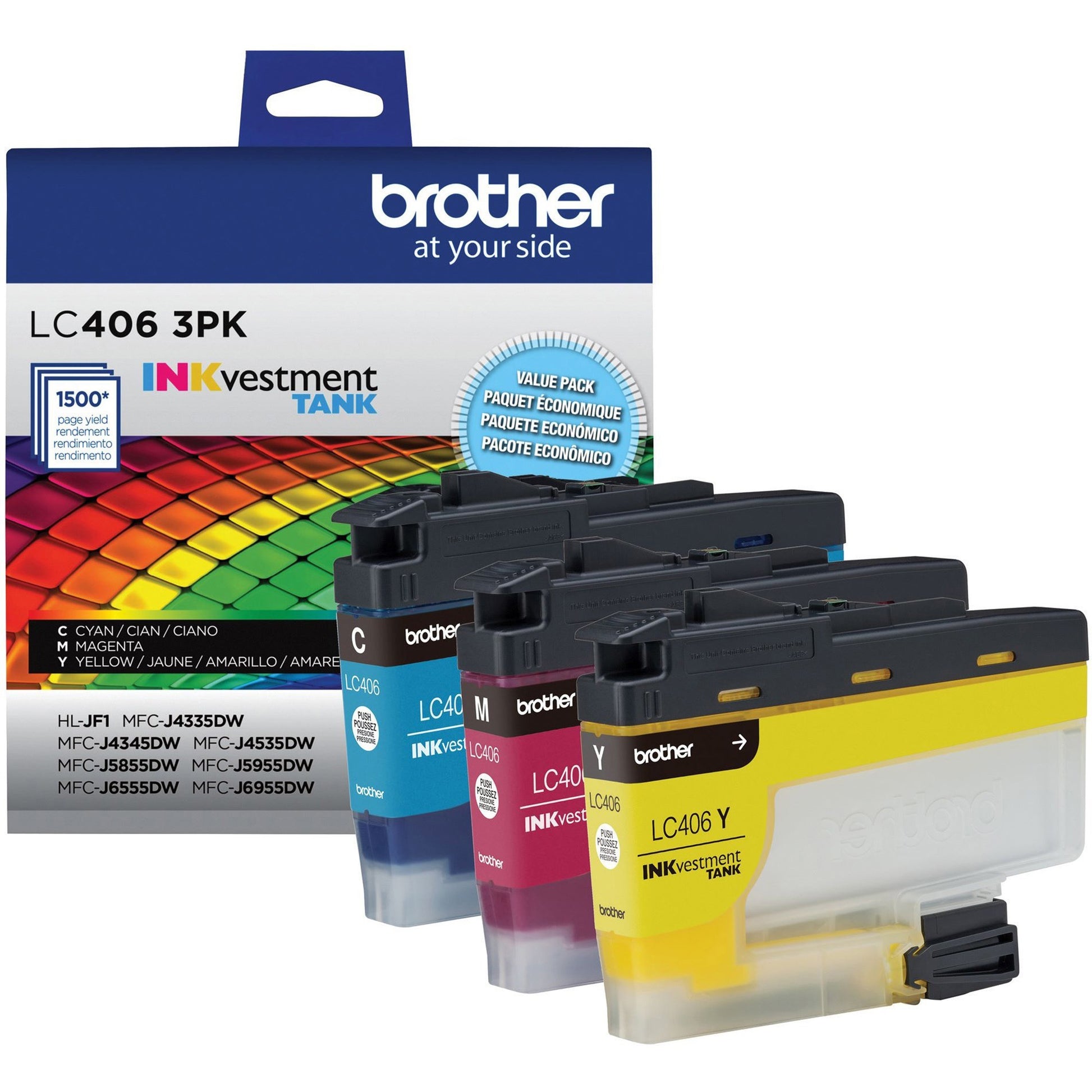 Brother INKvestment LC4063PK Original Standard Yield Inkjet Ink Cartridge - Cyan, Magenta, Yellow - 1 Each