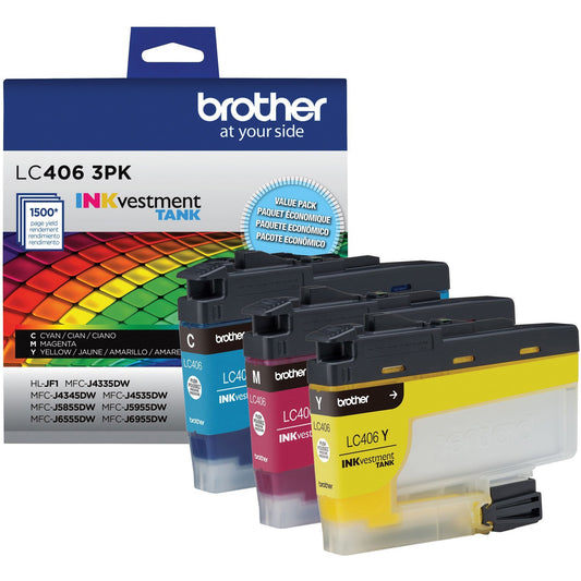 Brother INKvestment LC4063PK Original Standard Yield Inkjet Ink Cartridge - Cyan, Magenta, Yellow - 1 Each